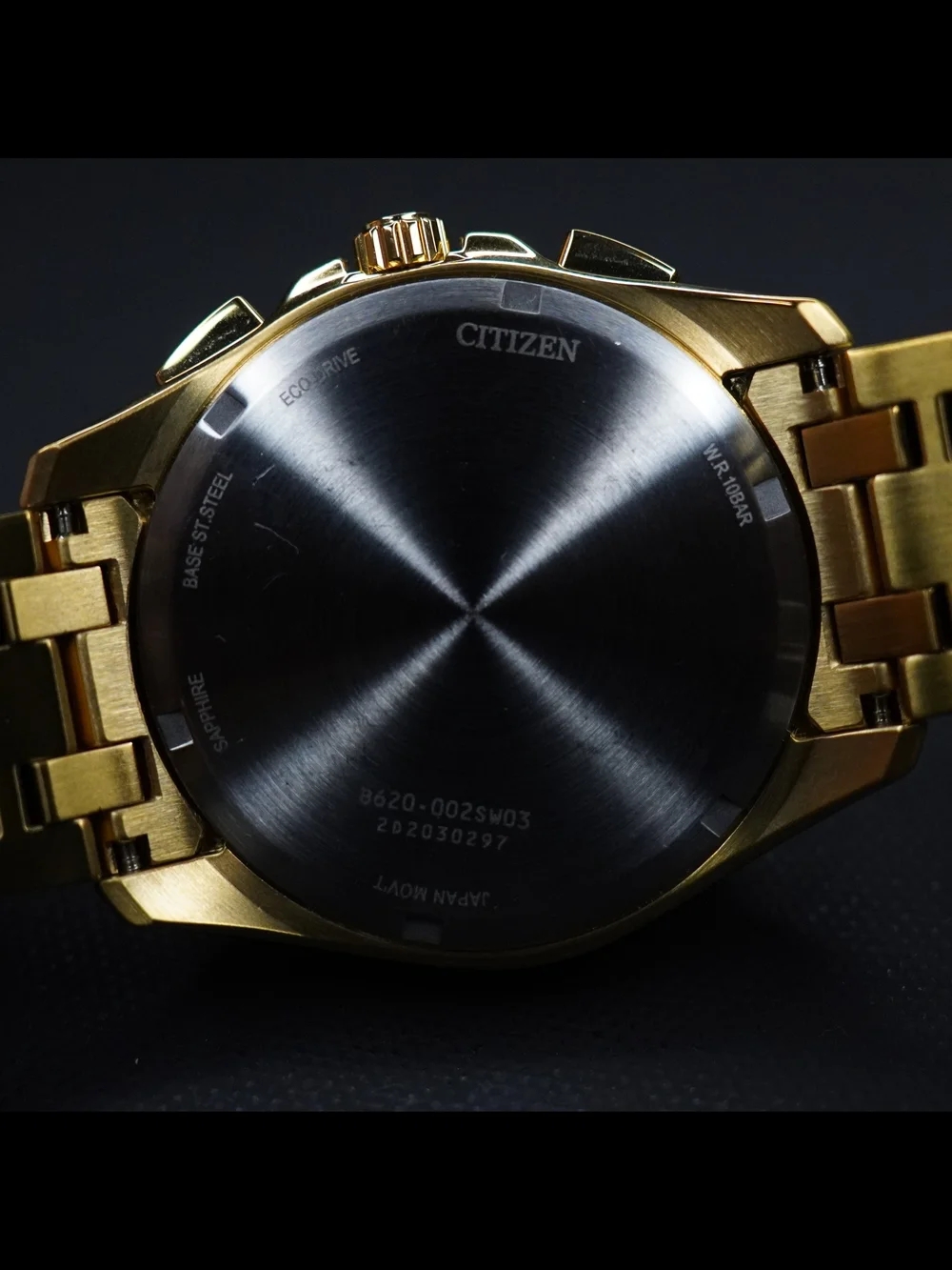 Citizen Eco-Drive Peyton CA4512-50E Gold Tone Chronograph Sapphire Watch